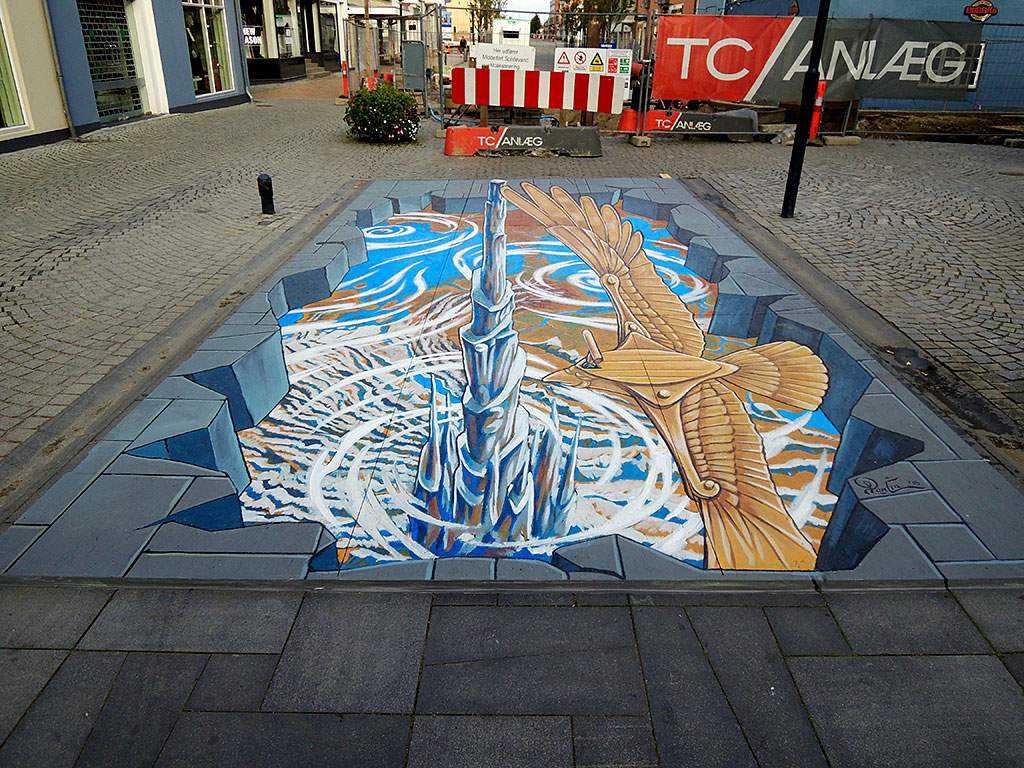 3D Streetpainting ‘Bird Glider’ Middelfart, Denmark